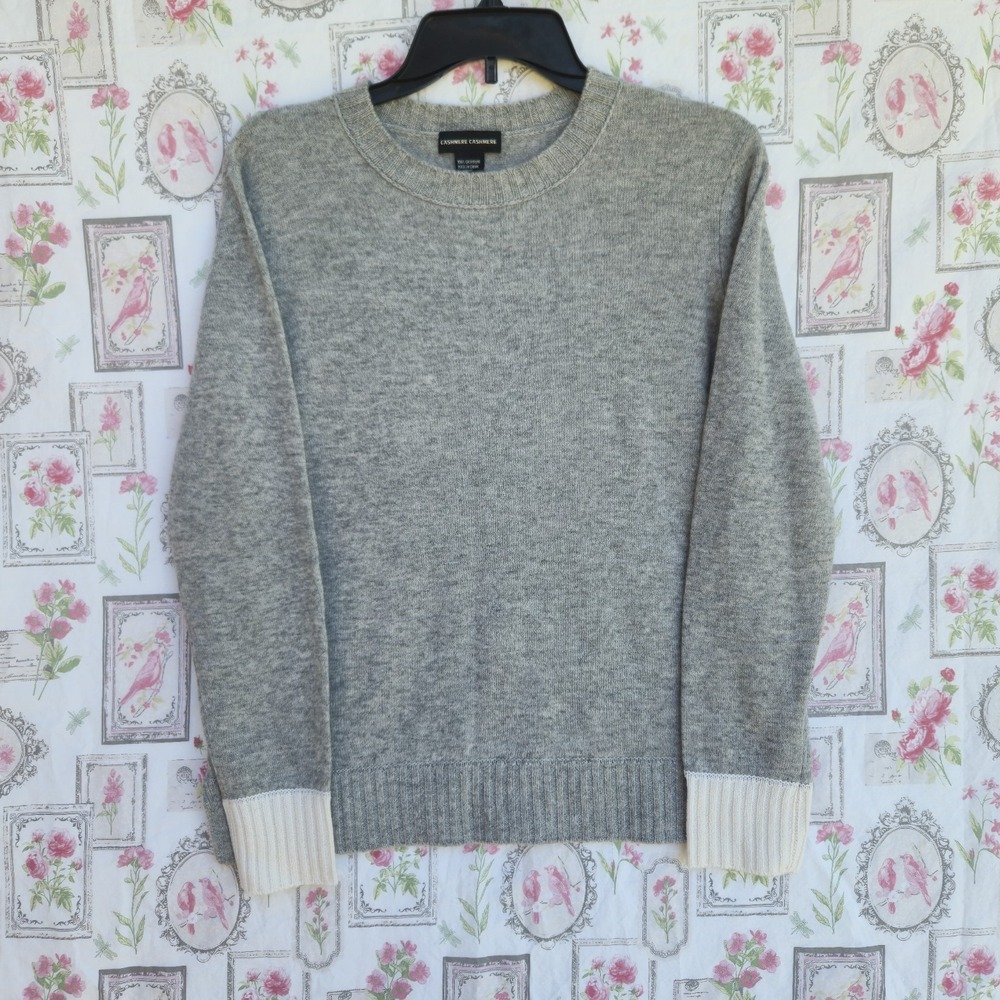 CASHMERE CASHMERE 100% Pure Cashmere Grey Knit Crewneck Sweater Women's M
